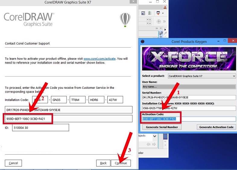 change serial number in corel draw x7