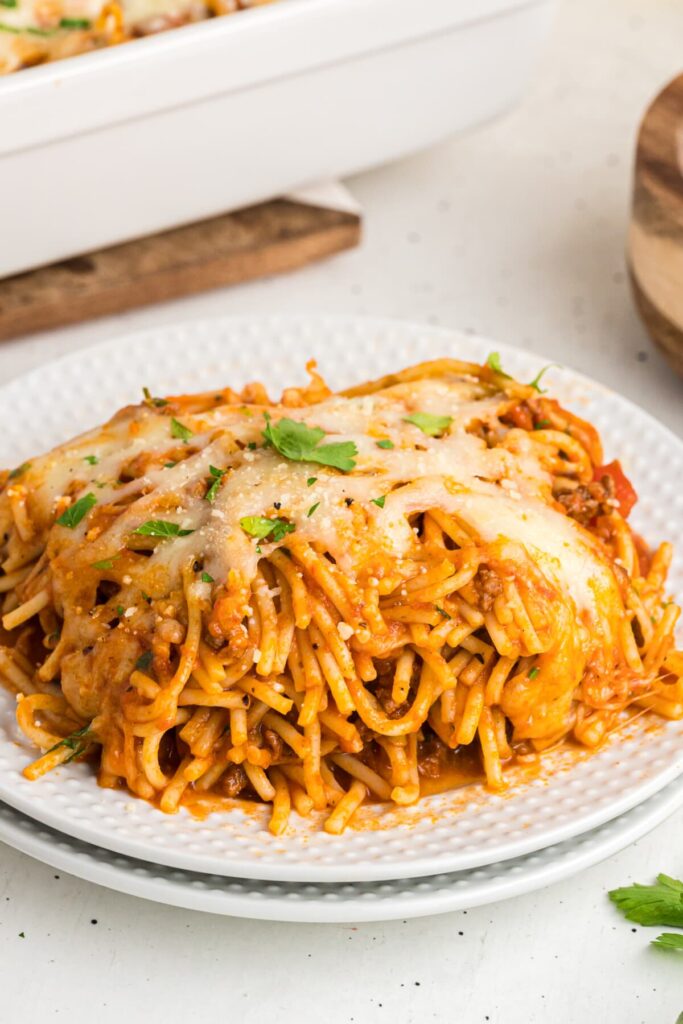 Cheesy Baked Spaghetti Recipe