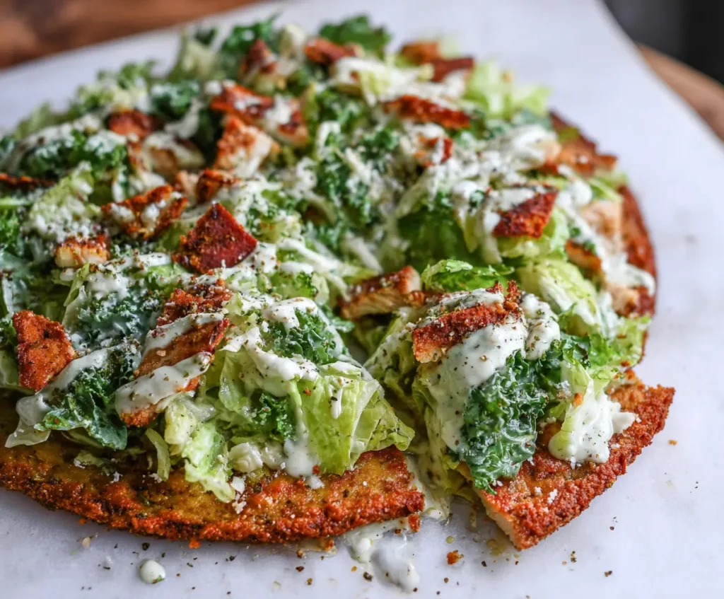 Chicken Crust Caesar Salad Pizza Recipe